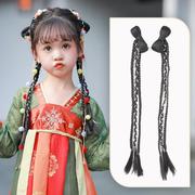 穿汉服配的头饰儿童古代假发辫子古装造型发髻套装懒人一体中国