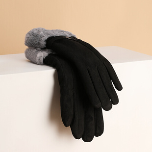 女士冬季保暖手套可触屏冬天手套加厚加绒女D电动车骑行防寒防风