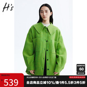 经典的衬衫版型外套，明快亮绿色