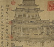 元王振鵬龍池競渡圖台北故宫藏真迹复制画界画仿古画客厅装饰画