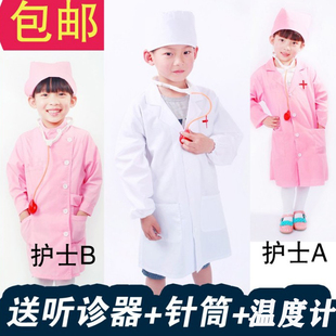 儿童医生护士服装幼儿，长短袖演出职业角色扮演表演过家家小白大褂