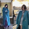 孔雀蓝“蓝色传说”2023冬羊毛，双面呢大衣女外套