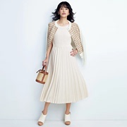 包税海外直邮2024年春夏日本女装高腰百褶连衣裙两件套装