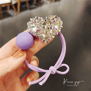 高级感紫色时尚镶钻水钻发绳头绳爱心扎头发橡皮筋发饰头饰