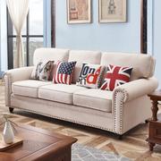 美式布艺沙发小户型客厅地中海田园风格，三人位乳胶，科技布沙发(布沙发)组合