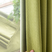 橄榄茶绿色法式轻奢风简约客厅，卧室遮光丝绒，窗帘布天鹅绒复古遮阳