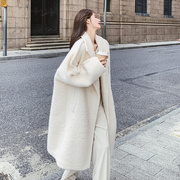 韩国羊羔毛大衣女冬季韩系温柔风加厚长款过膝羊羔绒毛毛外套