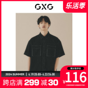 gxg男装非正式通勤1.0黑色工装休闲短袖，衬衫2023夏季