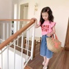 x388夏季女童韩版背心t恤儿童宝宝甜美花边，小飞袖公主衫洋气上衣