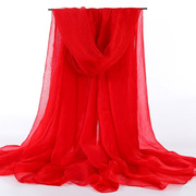 大尺寸2.3米纯色大红丝巾韩版雪纺，围巾披肩两用纱巾防晒百搭