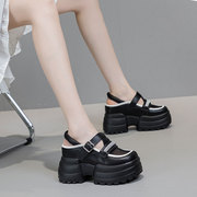 震地王松糕(王松糕，)厚底网纱休闲单鞋女2024夏季内增高跟10cm包头凉鞋