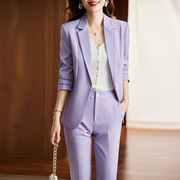 高货紫色西装外套女春秋，时尚高级感气质ol职业女装，今年流行小西服