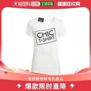 香港直邮MOSCHINO 女士白色真丝混纺衬衫圆领短袖T恤 HA0224-5837