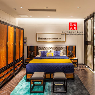 刺猬紫檀红木1.8米双人床实木家具现代简约苏新中式花梨木卧室婚