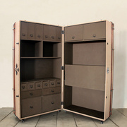 美式家具 北欧loft金属工业复古旅行家箱式航空铝皮书柜书桌组合