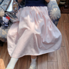 yukixiaoshu自制粉色细格伞裙长裙，甜美高腰宽松显瘦半身裙春季24