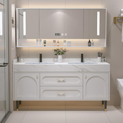 岩板一体双盆浴室柜组合现代简约落地洗漱台卫生间洗脸池洗手盆柜