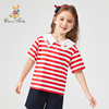 精典泰迪女童短袖Polo衫夏季儿童海军领T恤宝宝纯棉洋气条纹上衣