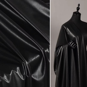 黑色pu皮革布料—100%棉布，柔软微弹舒适透气皮裙皮裤连衣裙面料