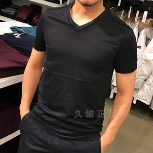 ckcalvinklein男士休闲舒适顺滑纯棉，纯色百搭v领短袖t恤衫