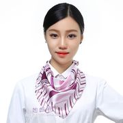 粉紫色条纹韩国短丝巾，银行空姐宾馆职员，服务员工作装职业小方巾女