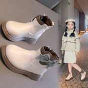 女童马丁靴2023秋冬公主，鞋黑色英伦，短靴软底儿童鞋子女孩靴子