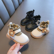 女宝宝袜子鞋婴儿学步鞋加绒宝宝鞋子小皮鞋公主鞋短靴女小童鞋