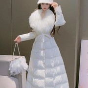 公主家韩版9008冬装气质大毛领加厚羽绒服外套修身羽绒大衣配腰带