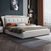现代皮床1.8米实木双人床1.5米意式轻奢大小户型高箱储物床
