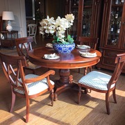 圣奇尼美式乡村餐厅餐桌椅实木组合圆餐桌圆形圆桌家用定制餐椅