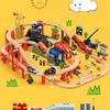 小火车玩具轨道车木质停机坪飞机汽车搭积木儿童电动车玩具 男孩