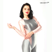 SMAWFT质感双色拼接包臀款舞蹈衣女光泽性感莱卡拉链连体衣
