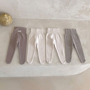 韩国宝宝秋季男童女童婴儿童装纯色条纹方格护高腰打底连裤袜