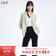 lily2023女装气质通勤款经典，条纹舒适宽松七分袖西装外套女