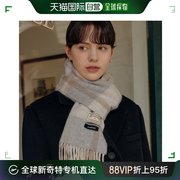 韩国直邮LOOKASTGREY CHECK  CASHMERE SCARF羊绒围巾灰色格纹