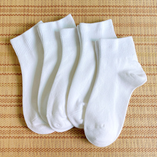 春秋季全棉女袜学院风学生，短袜黑白色运动袜子女日系简约小白袜