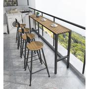 阳台吧台桌子长条窄桌落地靠窗桌家用小防水室外户外高脚桌椅组合