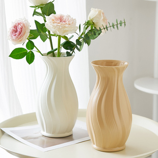 北欧创意水培白色复古陶瓷花瓶，高级感ins风，摆件装饰客厅插花干花