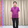 甩紫红色格子短袖t恤男莱赛尔+棉翻领，普洛克时尚商务体恤