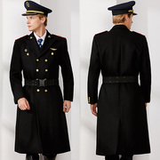 铁路制服工作服职业男装，外套铁路乘务员，长款毛呢大衣客运员呢大衣