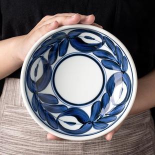 日本进口陶瓷碗家用波佐见面条碗手绘蓝海草日式拉面碗吃饭碗套装