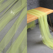 欧式黄绿网(黄绿网)透明纱婚纱，网弹力装蕾丝加密柔软小孔网眼纱裙设计布料