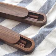 创意便携套装筷盒子时尚，黑胡桃木质旅行筷子，学生木筷子盒餐具