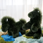 马形抱枕沙发装饰 家居个性创意羊毛3D可爱公仔绿马玩偶卡通摆件