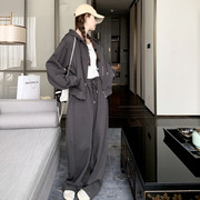 灰色休闲运动套装女春秋2024流行高级感两件套奶系洋气时尚