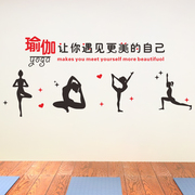 瑜伽馆健身房美容舞蹈室玻璃墙壁，背景装饰贴纸纤体人物瑜伽墙贴画