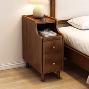 实木床头柜简约现代卧室，家用迷你小型极窄床边柜，超窄边夹缝置物架