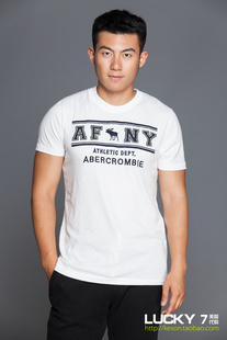  AF Abercrombie Fitch男夏天潮流棉圆领短袖T恤打底衫