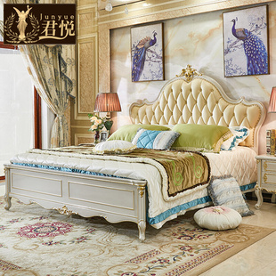 全实木欧式轻奢床，一米八双人床高箱床储物经济型，次卧家具组合套装