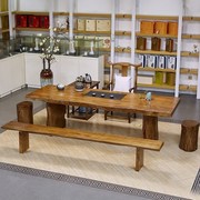 实木具一茶桌椅组合茶茶，套装几体简约现代整板功夫，v泡茶桌大板茶